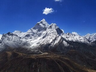 Ama Dablam mountain in the Everest region in the Himalayas on route to Everest Base Camp