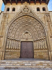 Gothic façade of the cathedral of Huesca