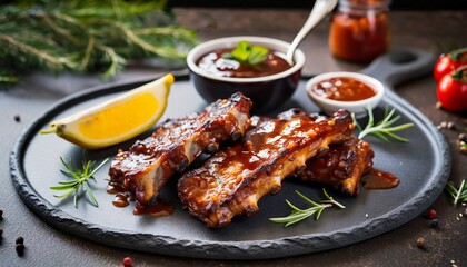 grilled pork baby ribs with bbq sauce