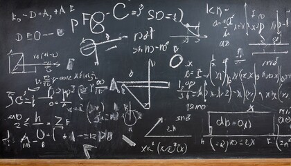 operations and formulas handwritten on chalk blackboard