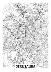Fototapeta na wymiar City map Jerusalem, urban planning travel vector poster design