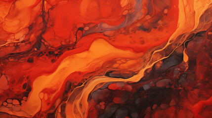 Fiery Lava Flow Abstract - obrazy, fototapety, plakaty