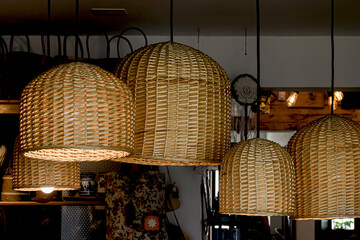 Beautiful wicker baskets look in a living room. 