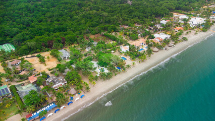 Fototapeta na wymiar Aerial view of town close to the beach