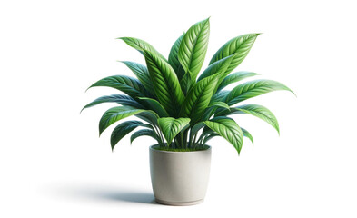 Lush Green Houseplant in Simple Pot on White Background, Ideal for Home Decor and Indoor Gardening Projects