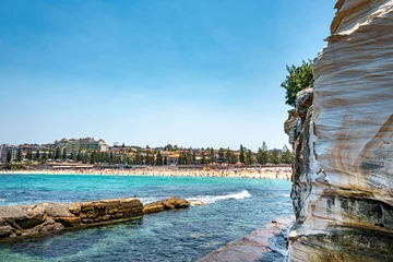 Brushed aluminium prints Destinations Coogee Beach, it is Stop 1 on the Bondi to Coogee Walk, with its clear waters, it is a popular beach to swim and surfing, with a deep sweep of sand. Sydney, Australia, Dec 2019