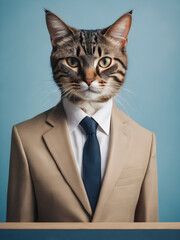 cat head business suit worker