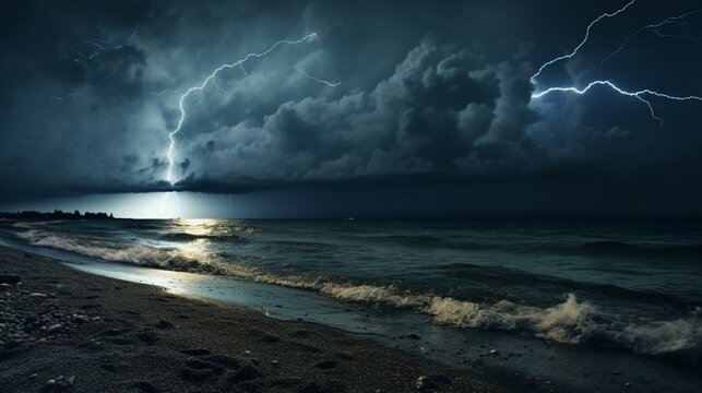 lightning storm clouds over the sea © Blue Nexus
