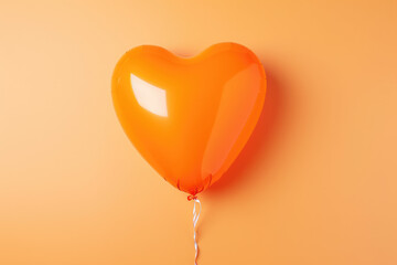 Orange heart balloon for party and celebration  on transparent_background