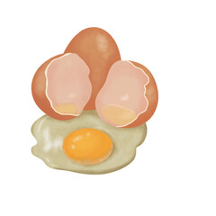 broken egg isolated on white background