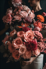 A close up magazine quality image of Valentine's themed Flower bouquet