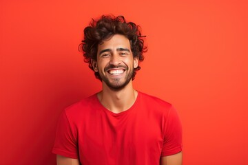 Fototapeta na wymiar Handsome White Man Smiling Candidly. Generative AI.
