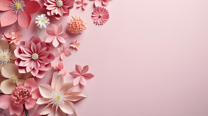 Spring flowers in paper cut style with copy space - Powered by Adobe