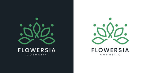 minimalist beauty flower line style logo design - obrazy, fototapety, plakaty