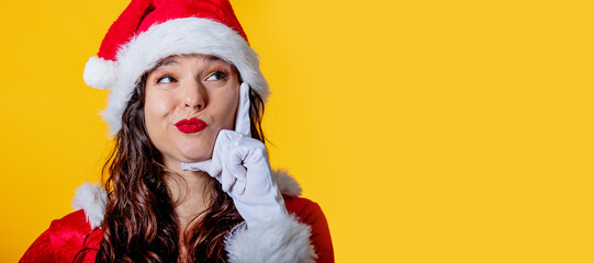 isolated santa claus woman with thoughtful expression