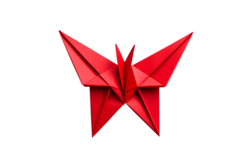 Red Origami Bird (PNG) isolated on transparent background