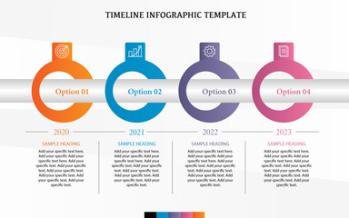 Four step timeline infographic template design, 4 step circle timeline flow, business infographic template design	