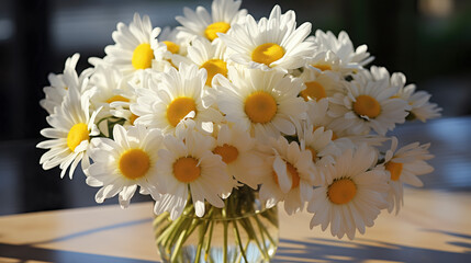 A Beautiful Arrangement: A Vase Filled With White and Yellow Flowers