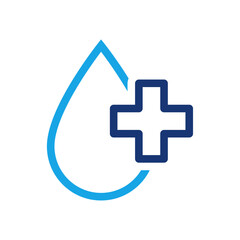 Fototapeta premium Water drop with plus icon