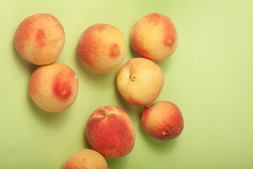 peaches on green background