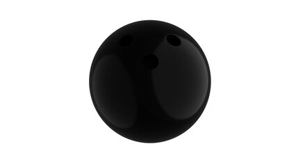Black bowling ball with holes isolated on transparent and white background. Bowling concept. 3D render