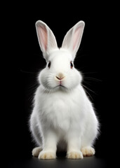 Obraz na płótnie Canvas White Rabbit on black background