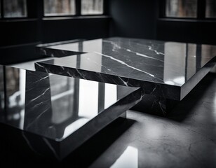 Professional interior design with expensive black marble and granite. Excellent background for presentation and product