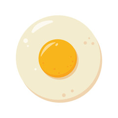 Circle fresh Fried Egg above view. Cooked fried eggs meal. Egg yolk and white. Healthy organic food for breakfast. Vector flat icon illustration isolated on white background. - obrazy, fototapety, plakaty