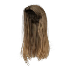 Naklejka premium 3d rendering straight soft brown hair isolated