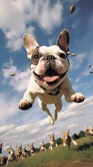 french bull dog jumping