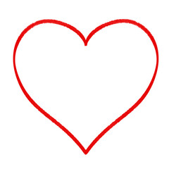 Red contour heart on a white background. Dry paint effect.