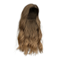 Naklejka premium 3d rendering soft wavy elegant brown hair isolated