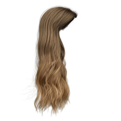 Naklejka premium 3d rendering soft wavy elegant brown hair isolated