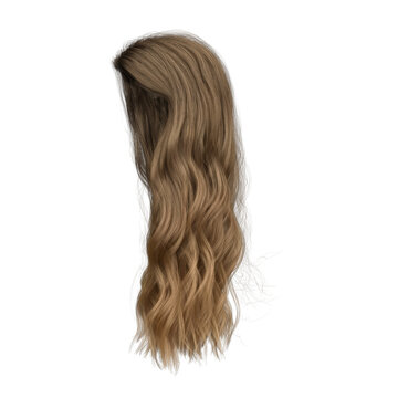 3d rendering soft wavy elegant brown hair isolated