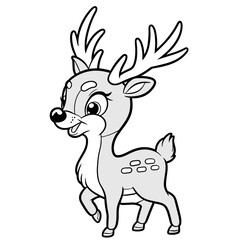 Christmas Reindeer Isolated Coloring Page for Kids Free Vector