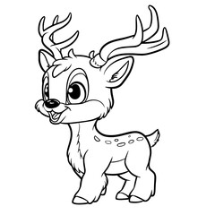 Christmas Reindeer Isolated Coloring Page for Kids Free Vector