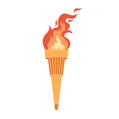 Torch with flame. Symbol of competition victory. Vector illustration in flat style