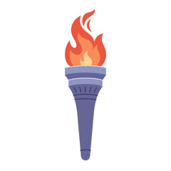 Torch with flame. Symbol of competition victory. Vector illustration in flat style