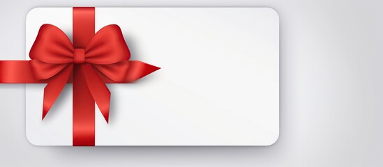 Blank white gift voucher with red ribbon isolated on white - obrazy, fototapety, plakaty