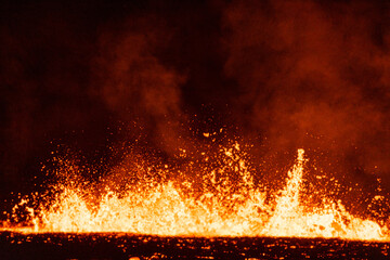 Night time fissure eruption in Iceland