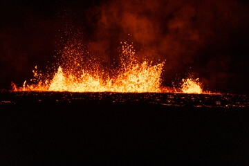 Night time fissure eruption in Iceland