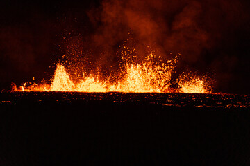 Night time fissure eruption in Iceland