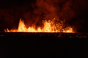 Night time fissure eruption in Iceland