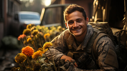 Fototapeta premium Smiling soldier