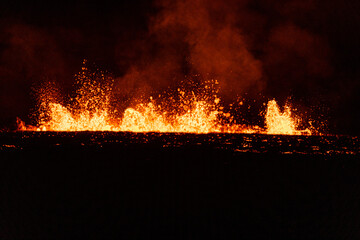 Night time fissure eruption in Iceland