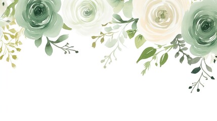 Elegant blank wedding invitation copy with floral makeup - obrazy, fototapety, plakaty