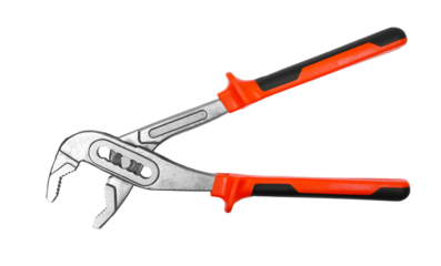 New open nut wrenches, adjustable pliers isolated on white