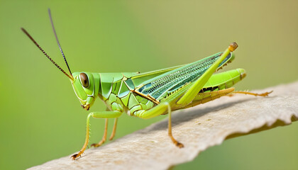 Fototapeta premium Macro photograph of green grasshopper