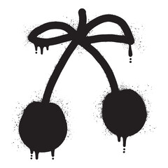 Cherry fruit graffiti with black spray paint © anakcikal978
