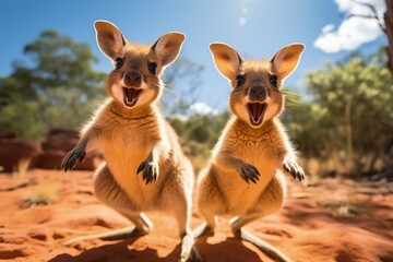 Happy Selebrating the spirit of Australia: a joyful Australia day with flags, kangaroos, and national pride in a festive and patriotic atmosphere. pride, joy, and a sense of unity.